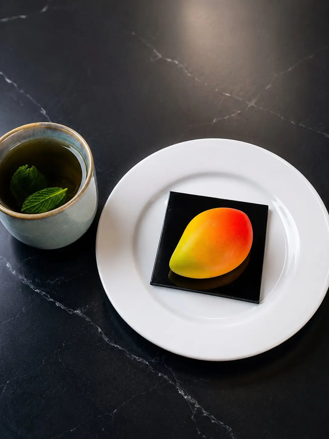 Iced matcha and dessert at Armila's lounge