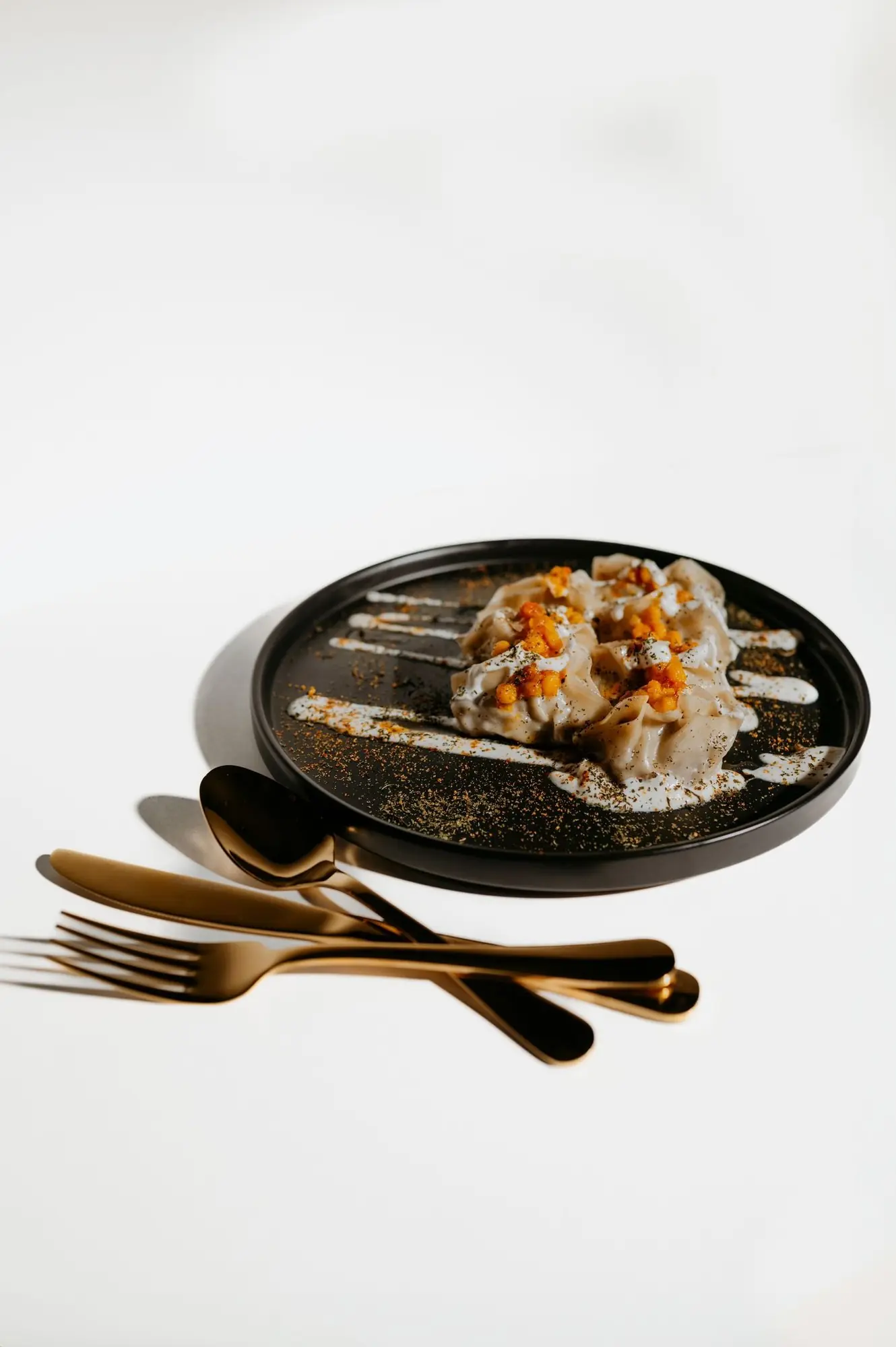 Hand-folded mantu dumplings