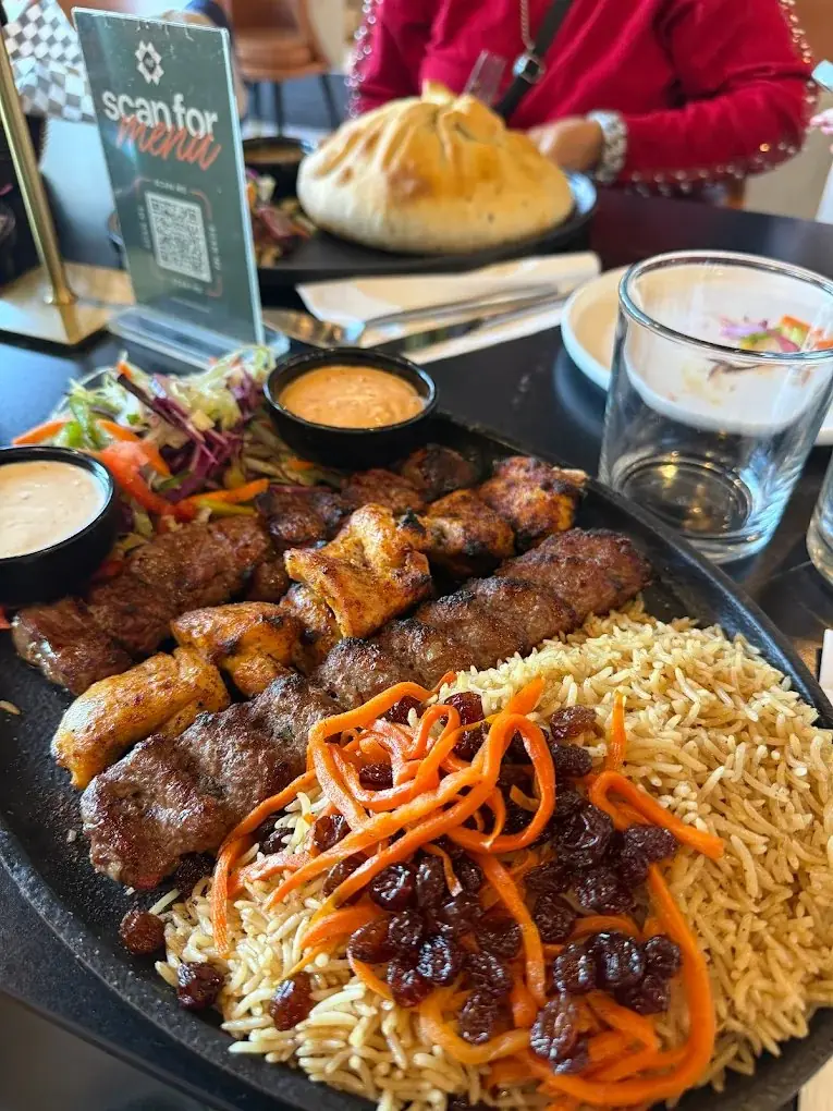 Mixed grill platter on sizzling tray